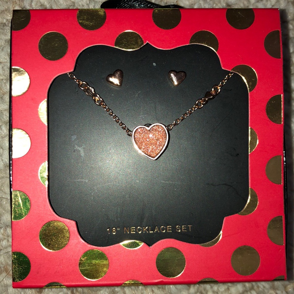 Matching heart necklace and earrings.